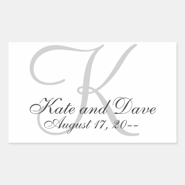 Elegante Monogram-Gastgeschenk Hochzeit Rechteckiger Aufkleber (Vorderseite)