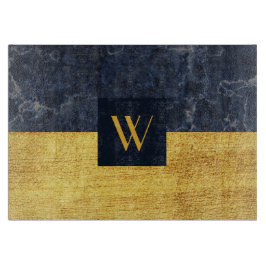 Elegante Monogram Gold-Marmor Schneidebrett