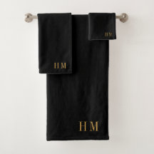 Elegante Monogram Gold Name Black