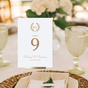 Elegante Monogram Gold Schwarz-weiß Wedding Table Tischnummer