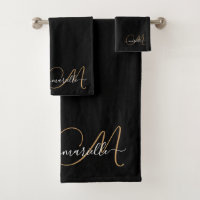 Elegante Monogram Gold Script Name