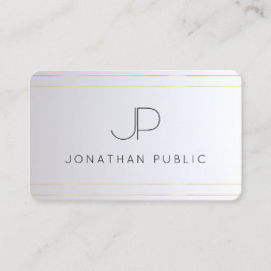 Elegante Monogram Gold Silver Rounded Visitenkarte