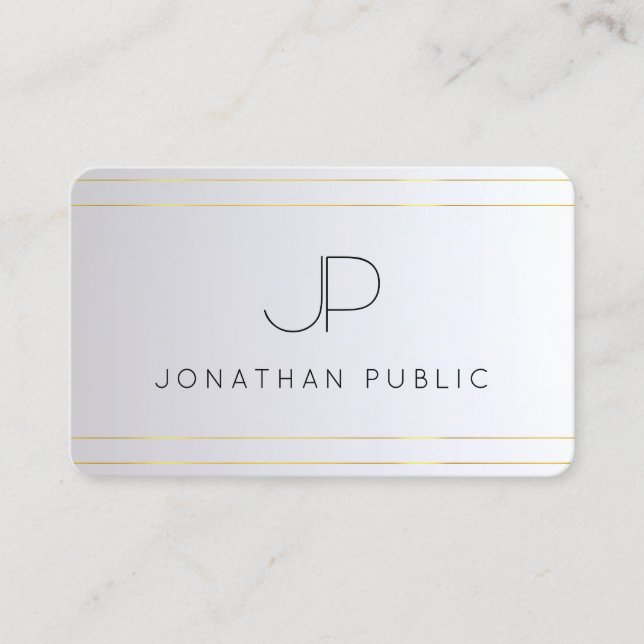 Elegante Monogram Gold Silver Rounded Visitenkarte (Vorderseite)