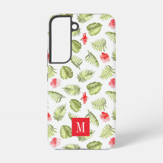 Elegante Monogram Green Botanical Palm Blätter Samsung Galaxy Hülle