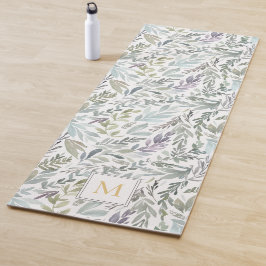 Elegante Monogram Green Botanical Watercolor Yogamatte
