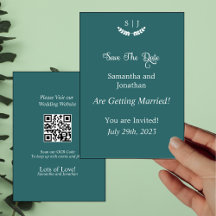 Elegante Monogram Green Jewel Tone SaveDate Card