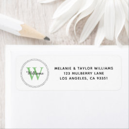 Elegante Monogram Green Return Address Label