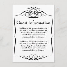 Elegante Monogram Guest Information Card