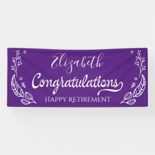 Elegante Monogram Happy Retirement Lila Banner