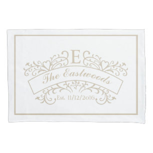 Elegante Monogram Hochzeitskissen Kissenbezug