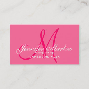 Elegante Monogram Hot Pink Mommy Calling Card Telefonnummerkarte