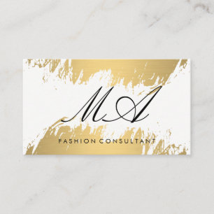 Elegante Monogram Imitate Gold Brushed Visitenkarte
