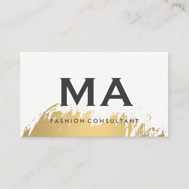 Elegante Monogram Imitate Gold Brushed Visitenkarte (Vorderseite)