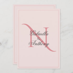 Elegante Monogram, Initial Pink Wedding Einladung