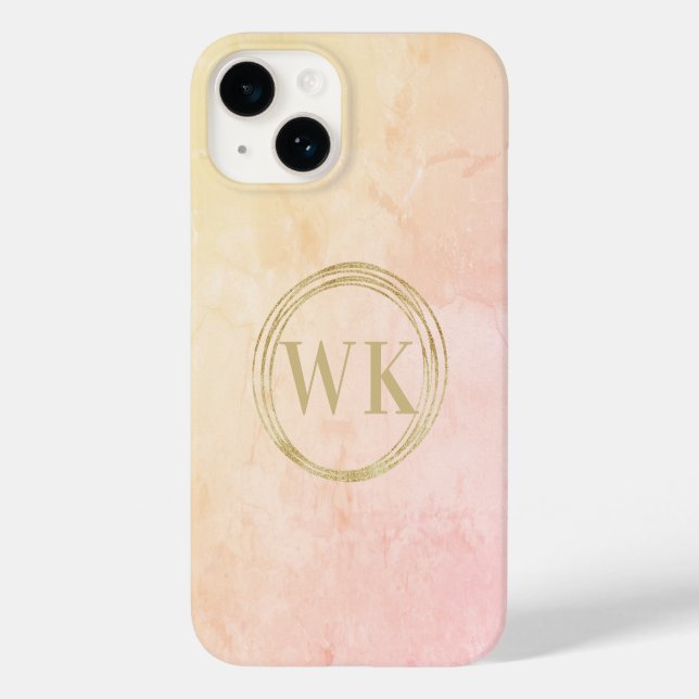 Elegante Monogram Initials Gold Circles Case-Mate iPhone 14 Hülle (Rückseite)