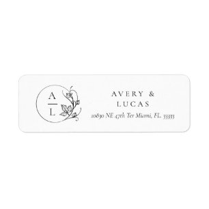 Elegante Monogram Initials Wedding Return Label