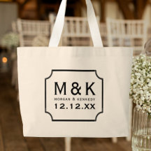 Elegante Monogram Large Wedding Tote Bag