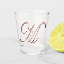 Elegante Monogram Letter M Imitats Rose Gold Chic Schnapsglas