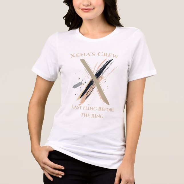 Elegante Monogram - Letter X Abstrakt Bachelorette Tri-Blend Shirt (Vorderseite)
