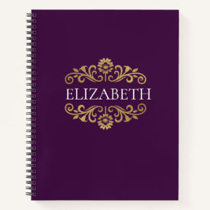 Elegante Monogram Lila Gold Office School Notizbuch