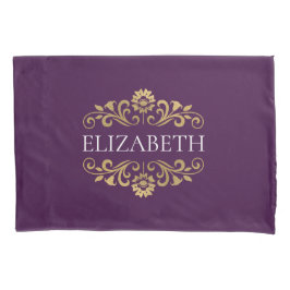 Elegante Monogram Lila Gold Pillow Case Kissenbezug