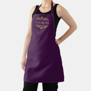 Elegante Monogram lila Gold Schürze