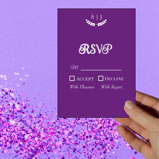 Elegante Monogram Lila Jewel Tone RSVP Card Einladung (Von Creator hochgeladen)