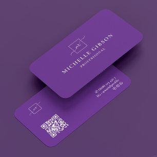 Elegante Monogram Logo Square Royal Lila Visitenkarte