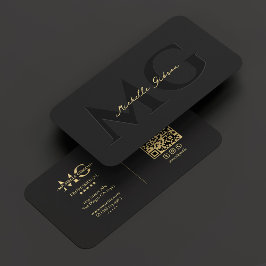 Elegante Monogram Luxury Black Beruflich Visitenkarte