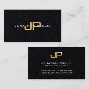 Elegante Monogram Luxury Premium Black and Gold Visitenkarte