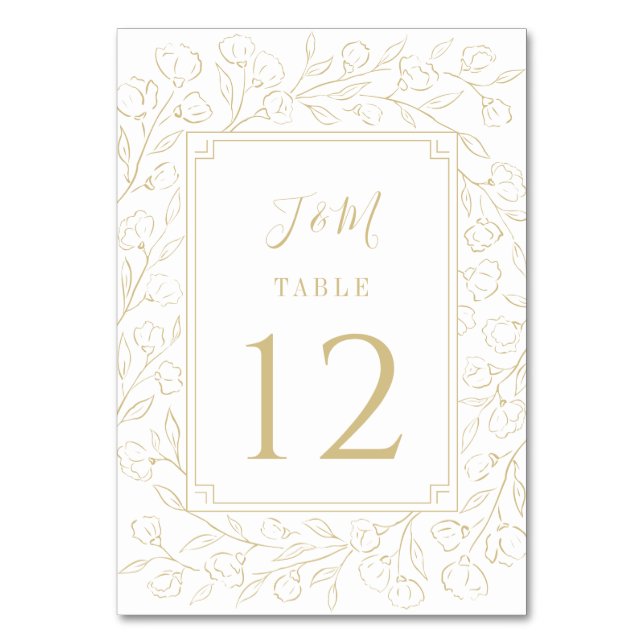Elegante Monogram Minimalistisch Classic Floral We Tischnummer (Vorderseite)