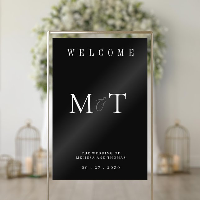 Elegante Monogram Minimalistisch Wedding Welcome Acrylschild (Von Creator hochgeladen)