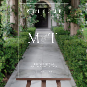 Elegante Monogram Minimalistisch Wedding Welcome Acrylschild