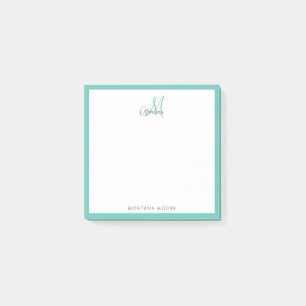 Elegante Monogram Modern Simple Girly Aquamarin Post-it Klebezettel
