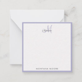Elegante Monogram Modern Simple Girly Peri Lila Mitteilungskarte