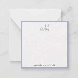 Elegante Monogram Modern Simple Girly Peri Lila Mitteilungskarte