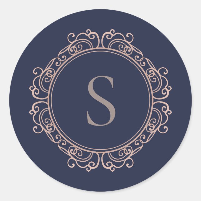Elegante Monogram Moderne Classic Runder Aufkleber (Vorderseite)