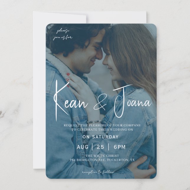 Elegante Monogram Moderne Hochzeit Einladung (Vorderseite)