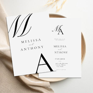 Elegante Monogram Moderne Minimalistische Hochzeit Einladung
