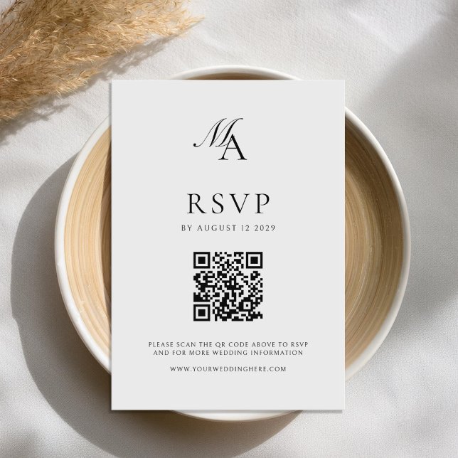 Elegante Monogram Moderne Minimalistische Hochzeit RSVP Karte (Von Creator hochgeladen)