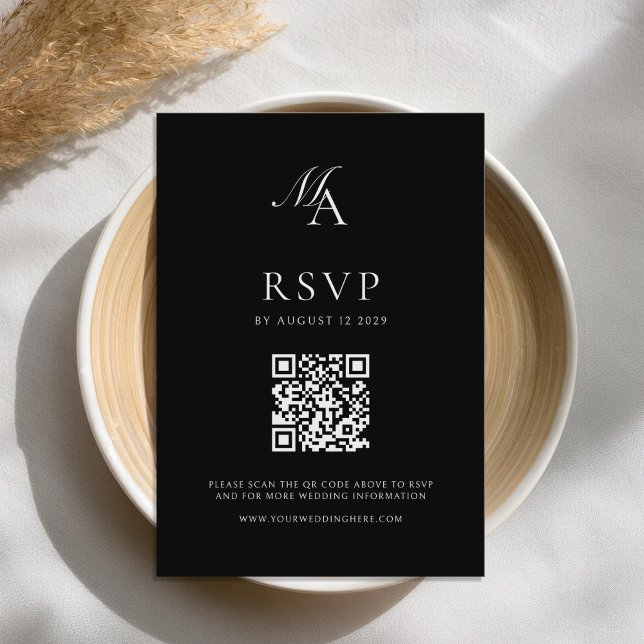 Elegante Monogram Moderne Minimalistische Hochzeit RSVP Karte (Von Creator hochgeladen)