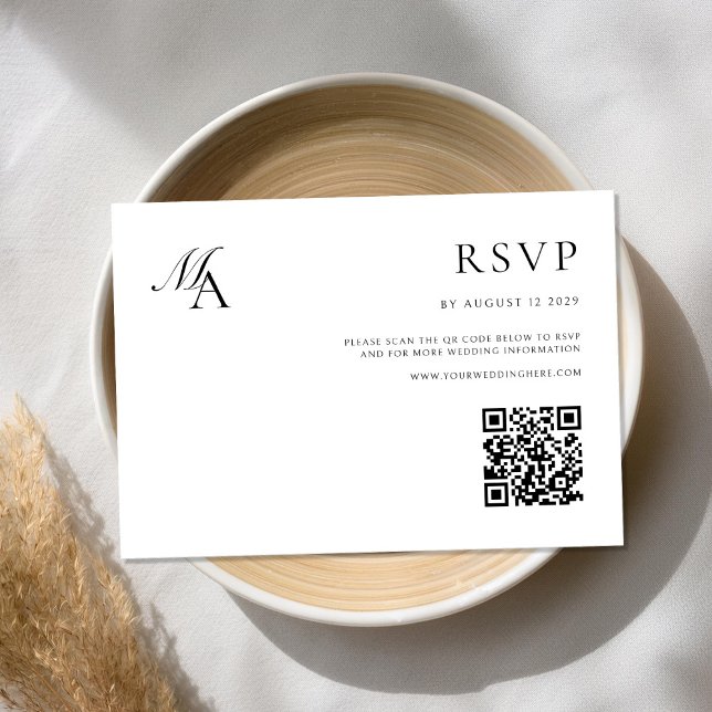 Elegante Monogram Moderne Minimalistische Hochzeit RSVP Karte (Von Creator hochgeladen)
