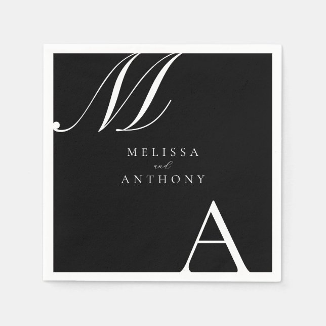 Elegante Monogram Moderne Minimalistische Hochzeit Serviette (Vorderseite)
