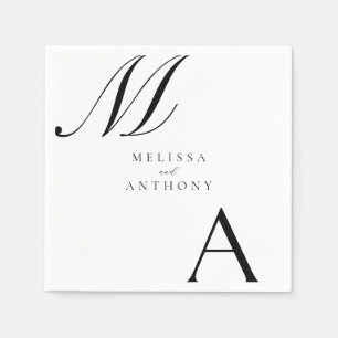 Elegante Monogram Moderne Minimalistische Hochzeit Serviette