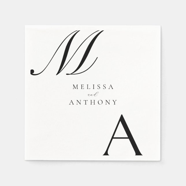 Elegante Monogram Moderne Minimalistische Hochzeit Serviette (Vorderseite)