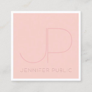 Elegante Monogram Moderne rosa Weiße Vorlage Trend Quadratische Visitenkarte