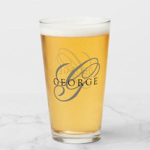 Elegante Monogram Name Script Beer Glas
