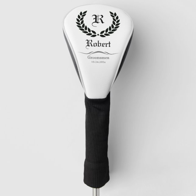 Elegante Monogram Name Trauzeugen Trauzeuge Gesche Golf Headcover (Vorderseite)