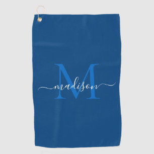 Elegante Monogram Navy Blue Girly Chic Script Golfhandtuch