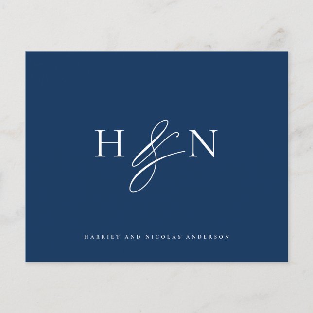 Elegante Monogram Navy Blue Wedding Dankeschön Car (Vorderseite)
